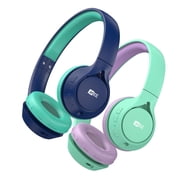 2 Pack Multicolor MEE audio KidJamz KJ45BT Safe Listening Bluetooth Wireless Headphones for Boys and Girls / Kids / Students / School / Library / Classroom with Volume-Limiting Technology