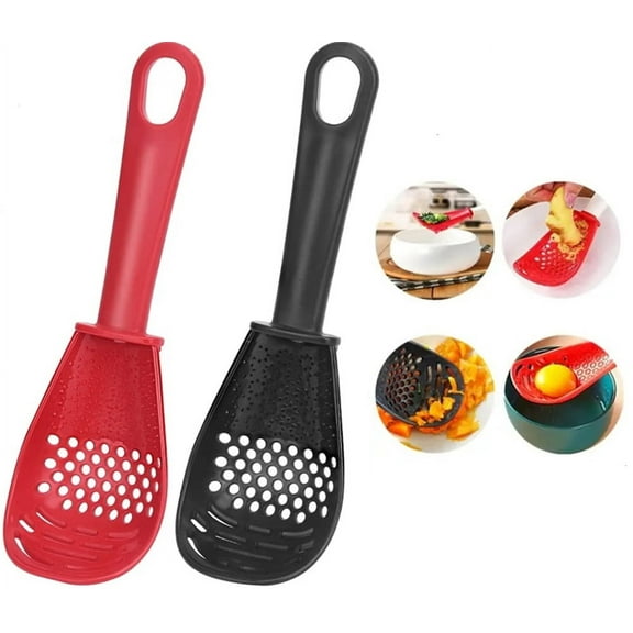 2-Pack Multifunctional Cooking Spoon Strainers Heat-Resistant Spatula Spoons for Draining, Mashing, Grating & More TIKA