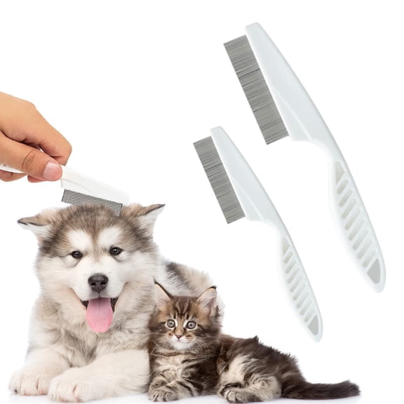 2 Pack Multifunctional Pet Comb, Upgrade Pet Grooming Brush Fine Magic Tear Stain Removal, Fine-Tooth Stainless Massage Comb Kit for Small Puppies and Dogs