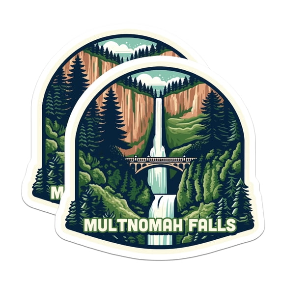 (2 Pack) Multnomah Falls Magnets - Oregon Waterfall Scenic - PNW Travel Souvenir - 5 Inches On Longest Side - Thick Durable Magnet - Made in USA - MAG19619