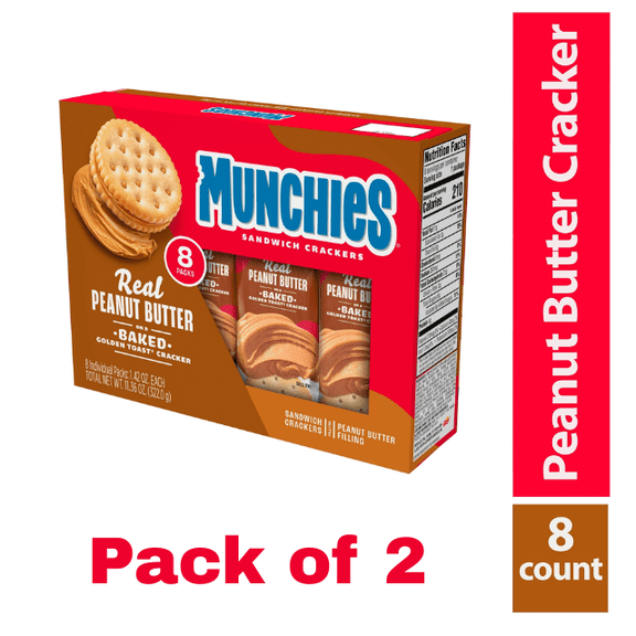 ( 2 Pack ) Munchies Real Peanut Butter Baked Golden Toast Sandwich Crackers, 11.36 oz