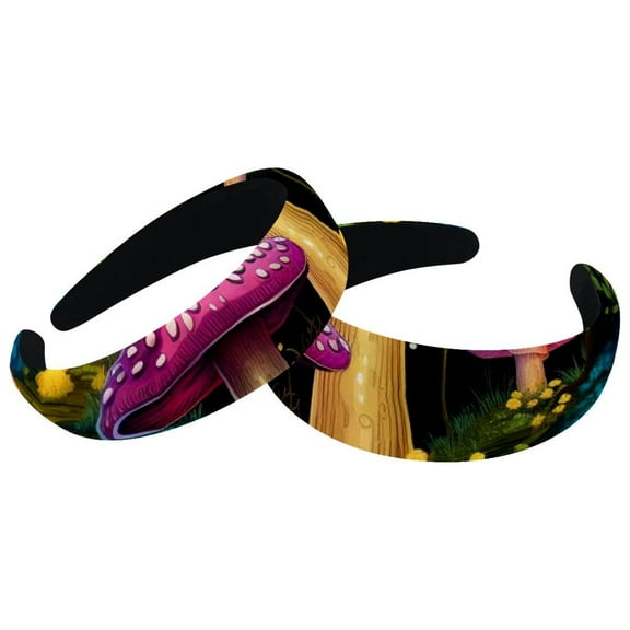 2 Pack Mushroom Headbands for Women Fashion Wide Headband Yoga Workout Head Bands Hair Accessories Band