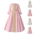 thumbnail image 1 of 2 Pack Muslim Dresses for Girls Elegant Long Sleeve A-Line Size 4-8 Toddlers Kids Trendy Embroidered V Neck Wedding Guest Prom Dress, 1 of 8