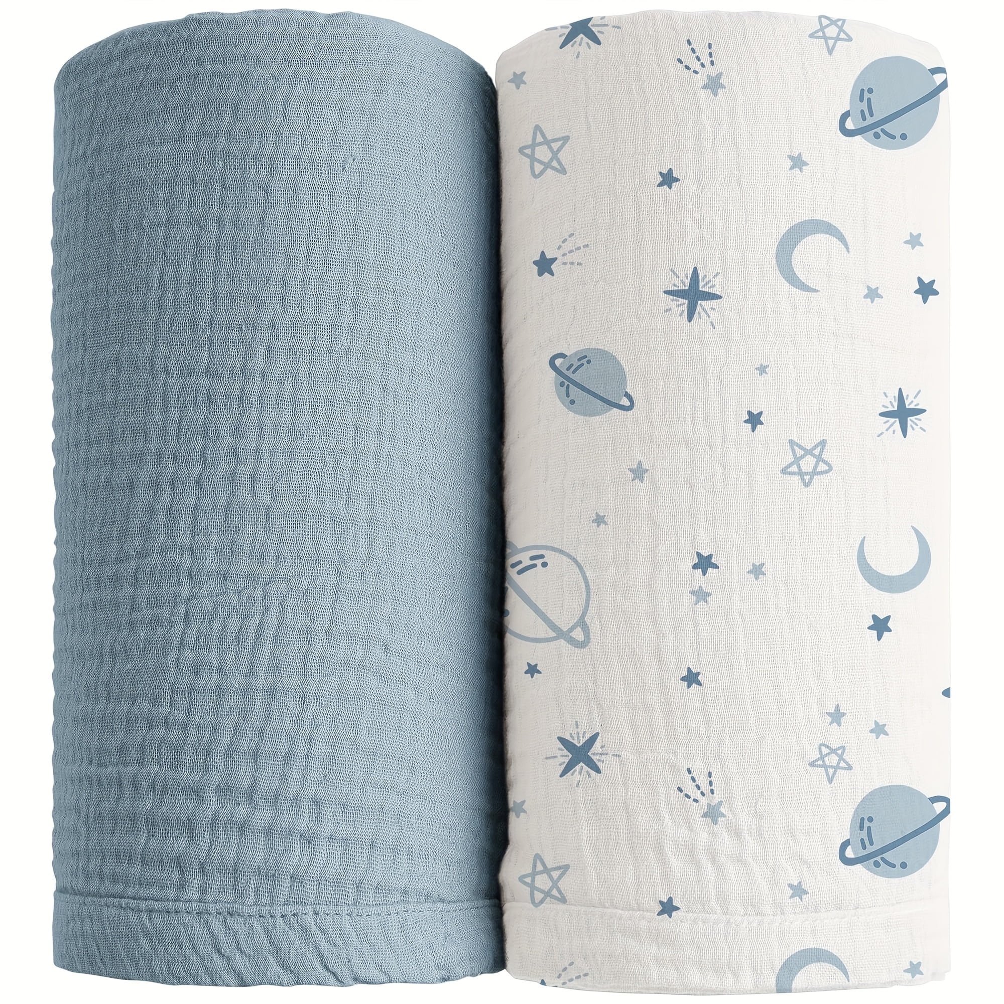 2-Pack Muslin Swaddle Blankets for Boys and Girls, Large 47 x 47 Inch Receiving Blankets, Soft Breathable Baby Swaddles for Newborns (Unisex)