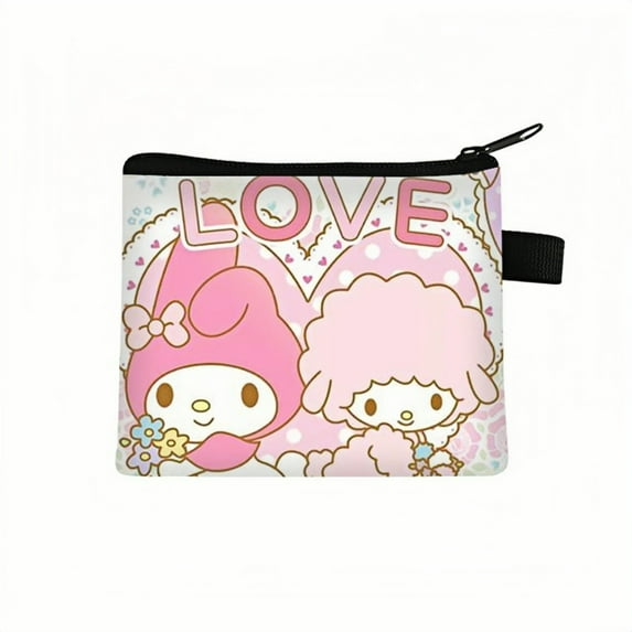 2-Pack My Melody Kawaii Anime Mini Wallet Set -Zippered Coin Purse & Polyester Card Holder