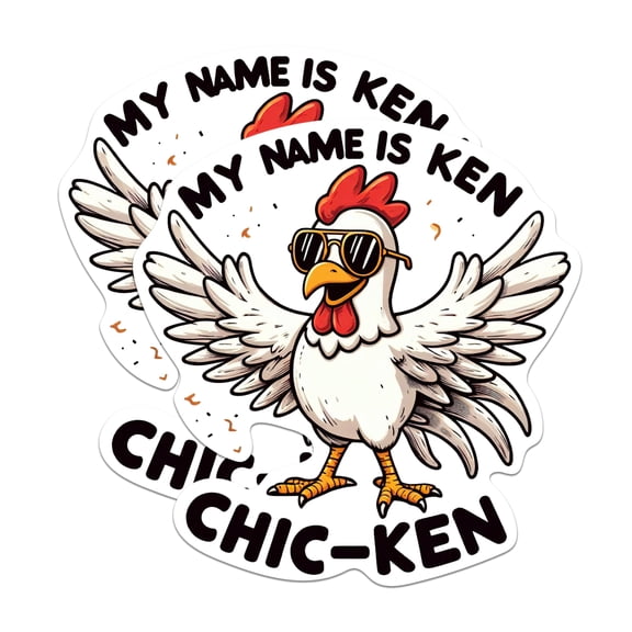 (2 Pack) My Name is Ken - Chic-Ken Magnets - Funny Punny Chicken Magnet - 5" On Longest Side - Premium Magnet - for Cars, Refrigerators, Toolboxes - Made in USA - MAG1351