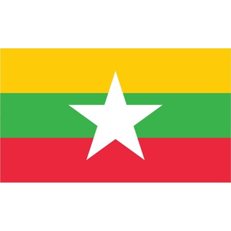2-Pack Myanmar Flag Decal Sticker | 5-Inches By 3-Inches | Laminated Vinyl Decal | PDS491