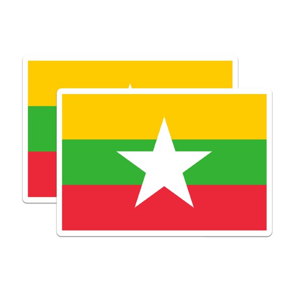 (2 Pack) Myanmar World Flag Magnets - Pride - 5 Inches On Longest Side - Premium Magnet - Choose from Over 200 Countries - for Cars, Refrigerators, Toolboxes, Lockers - Made in USA - MAG0931