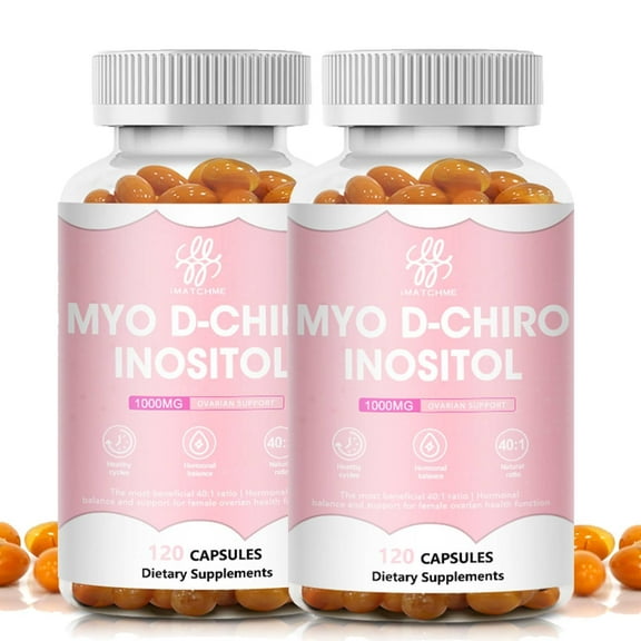 (2 Pack)Myo-Inositol & D-Chiro Inositol Capsules,Support Women Healthy Ovarian & Fertility,120 Count