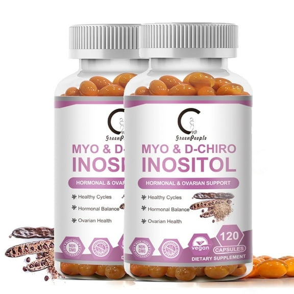 (2 Pack)Myo Inositol & D-Chiro Inositol Supplements,Support Fat Metabolism,Healthy Ovarian & Liver Function Support,120 Capsules