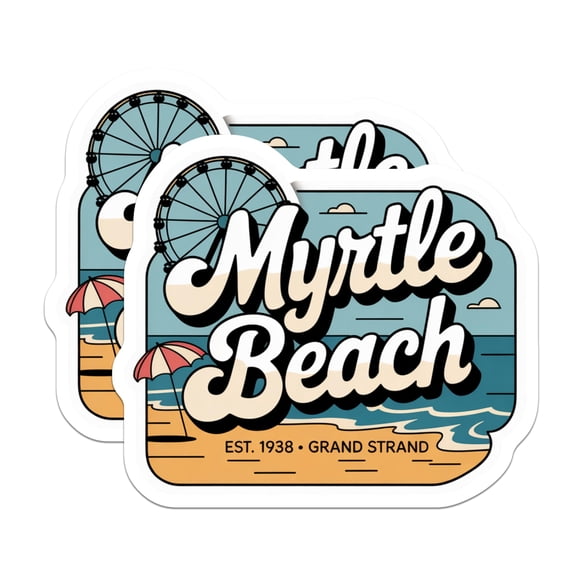 (2 Pack) Myrtle Beach Souvenir Magnets - Grand Strand SC - Beach Trip Refrigerator Magnets - 5" On Longest Side - Premium Magnet - for Cars, Refrigerators, Toolboxes, Lockers - Made in USA - MAG18085