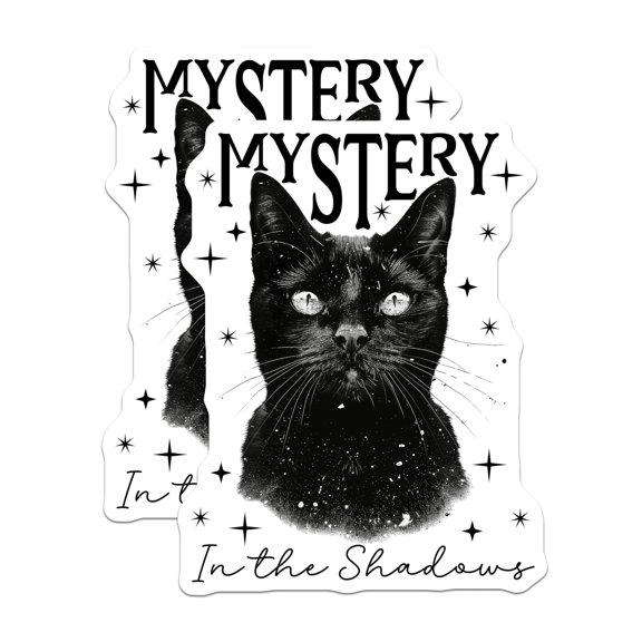 (2 Pack) Mystery Cat Magnets - in The Shadows Cat Magnets - Black Cat Art Magnets for Home Decor - 5" On Longest Side - for Cars, Refrigerators, Toolboxes, Lockers - Made in USA MAG3537