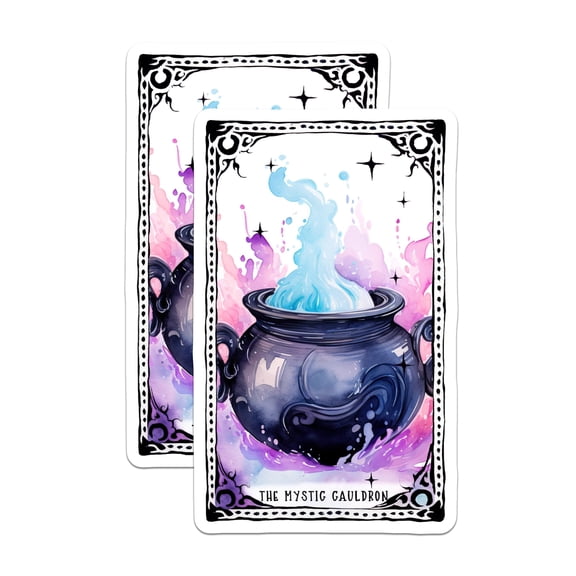 (2 Pack) The Mystic Cauldron Magnets - Fantasy Art Magnets - Witchcraft Kitchen Decor Magnets - 5" On Longest Side - for Cars, Refrigerators, Toolboxes, Lockers - Made in USA MAG3590
