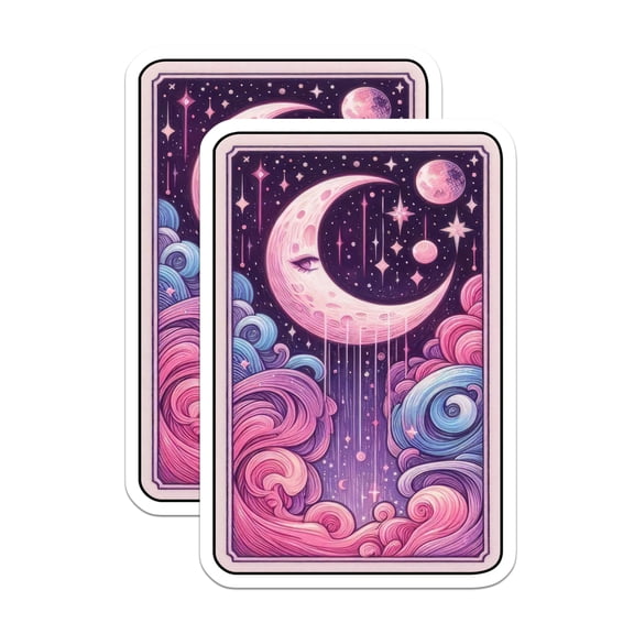 (2 Pack) Mystical Moon Eye Magnets - Cosmic Starry Night Sky Artwork - Ethereal Pastel Pink Purple Blue Decor - 5 Inches On Longest Side - Thick Durable Magnet - Made in USA - MAG22999