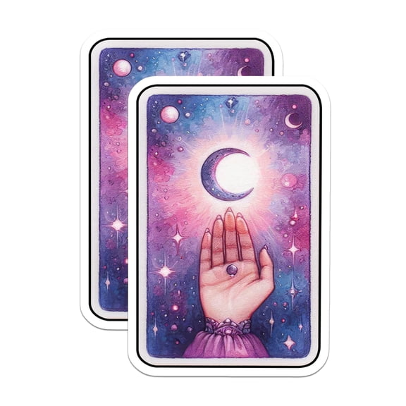 (2 Pack) Mystical Moon Hand Magnets - Celestial Cosmic Galaxy Art Decor - Spiritual Oracle Card Inspired Magnets - 5 Inches On Longest Side - Thick Durable Magnet - Made in USA - MAG21013