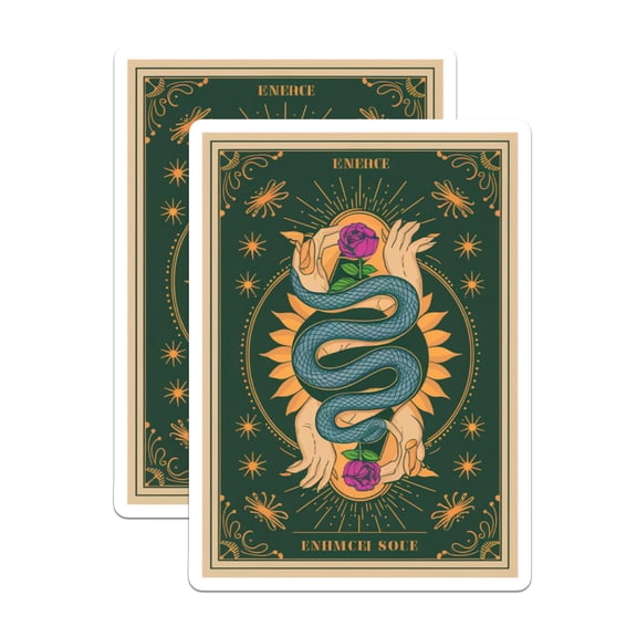(2 Pack) Mystical Serpent Rose Hands Tarot Stickers - Occult Celestial Witchy Decal - Spiritual Snake Esoteric Art - 5" On Longest Side - Sticks to Smooth Flat Surfaces - Made in USA - BMCS22806
