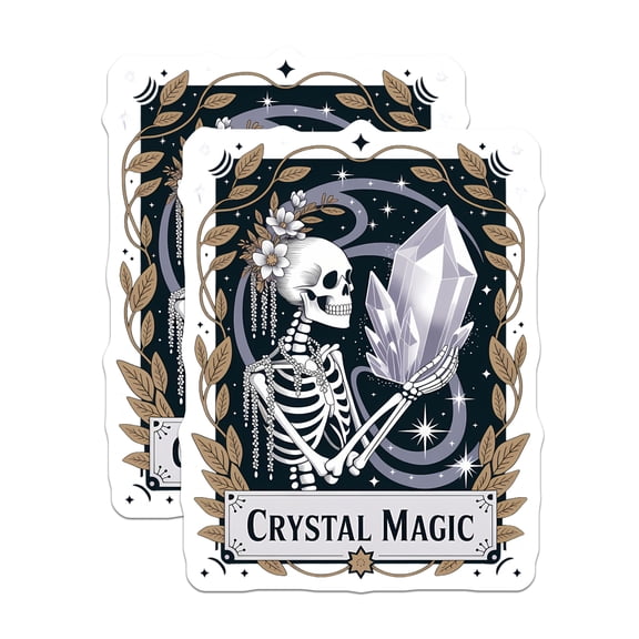 (2 Pack) Mystical Skeleton Magnets - Crystal Magic Decor - Witchy Esoteric Art - 5 Inches On Longest Side - Thick Durable Magnet - Made in USA - MAG20515