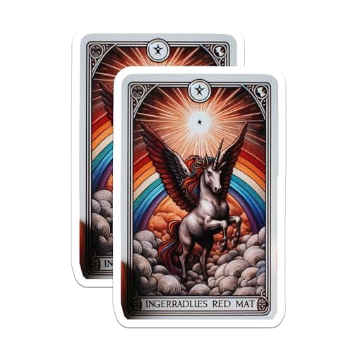 (2 Pack) Mythical Creature Decor Magnet - Rainbow Cloud Skies - 5" On Longest Side - Sticks to Smooth Flat Surfaces - Made in USA - MAG10111