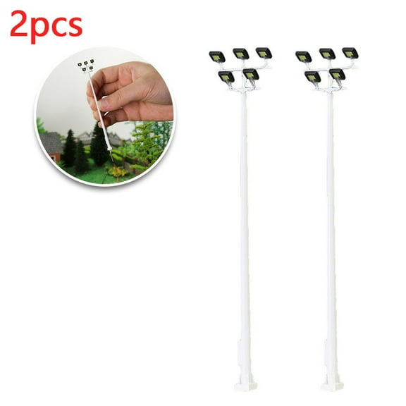 2 Pack N Scale Model Railway Field Street Light 10cm 5-LED Square Light