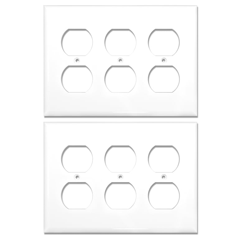 ELEGRP 3-Gang Wall Plate – 1 Outlet & 2 Toggle Switches, Glossy White Polycarbonate, Unbreakable, Standard Size