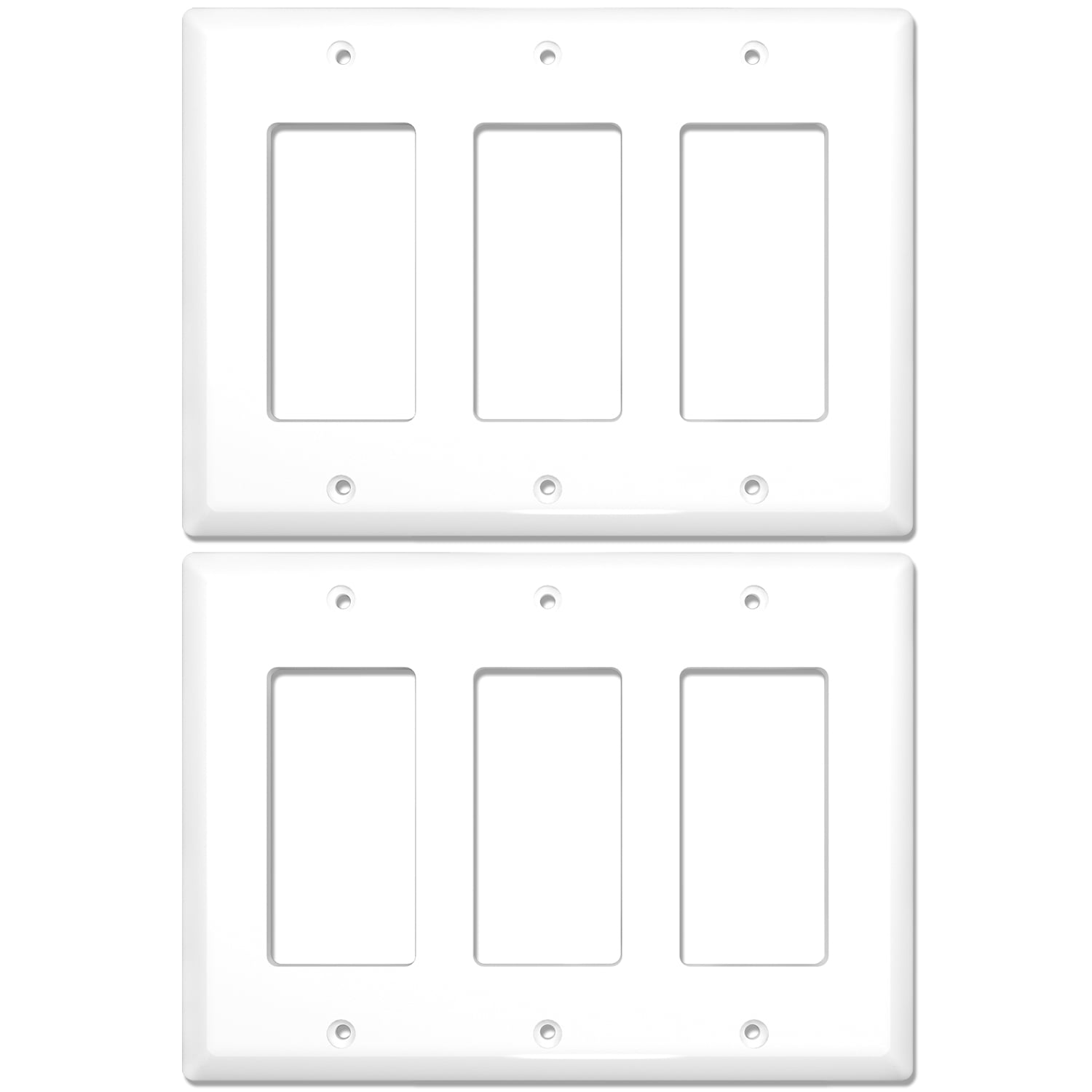 [2 Pack] NEU 3Gang MidSize Decorator Light Switch Outlet Cover Wall
