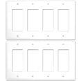 thumbnail image 1 of [2 Pack] NEU 4-Gang Mid-Size Decorator Light Switch Outlet Cover Wall Plates, 8.4" x 4.75", Unbreakable Polycarbonate Thermoplastic, Glossy White, 1 of 5