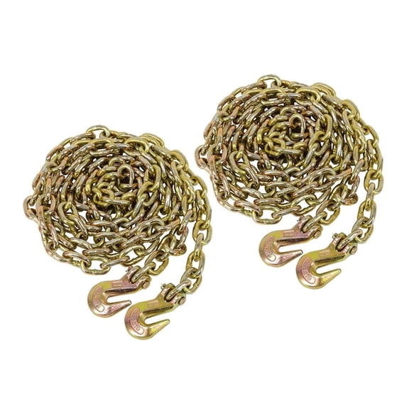 (2 Pack) NEW 3/8" x 20' Grade 70 Transport Chain MADE IN USA! With G70 Grab hooks