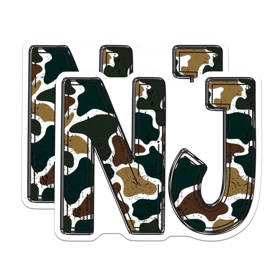 (2 Pack) NJ Camouflage Magnets - New Jersey State Decor - Military Design Aesthetic - 5 Inches On Longest Side - Thick Durable Magnet - Made in USA - MAG22264