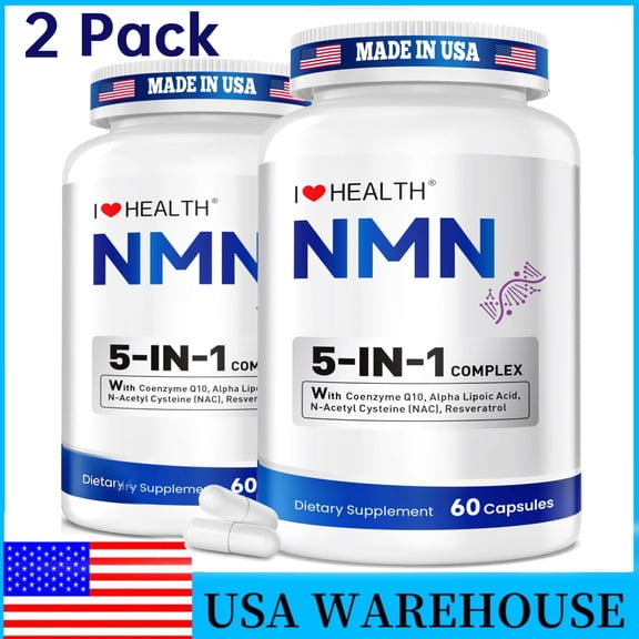 2 Pack NMN 120 Capsules - Extra Strength NAD+ Booster Dietary Supplement