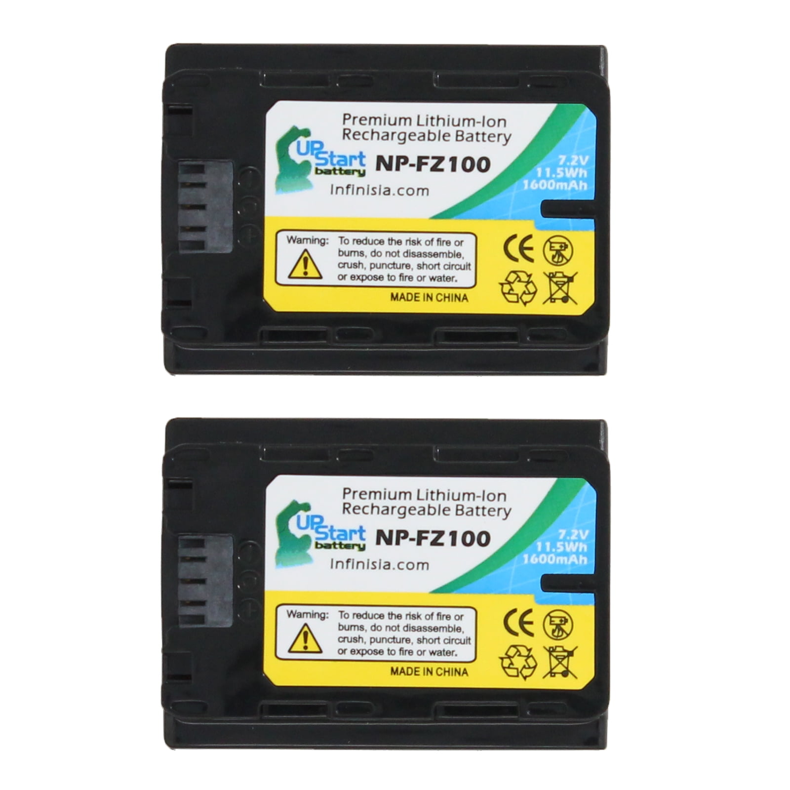2-Pack NP-FZ100 Battery Replacement for Sony Alpha a7 III (ILCE-7M3) Digital Camera - Compatible with Sony NP-FZ100 Rechargeable Lithium-Ion Battery 7.2V 1600mAh