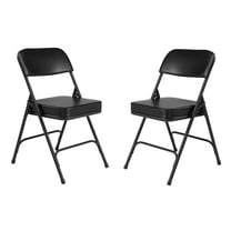 (2 Pack) NPS 3200 Series Premium 2" Vinyl Upholstered Double Hinge Folding Chair, Black