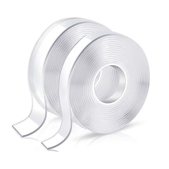 2 Pack Nano Double Sided Tape, 30mm x 3m x 1mm Heavy Duty Clear Adhesive Tape - Removable, Traceless, Washable, Reusable, Multipurpose Mounting Tape for Home & Office