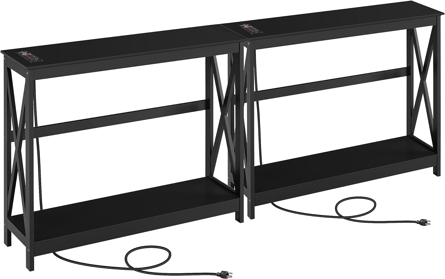 2 Pack Narrow Console Table with Power Outlets, 40 Inches Entryway