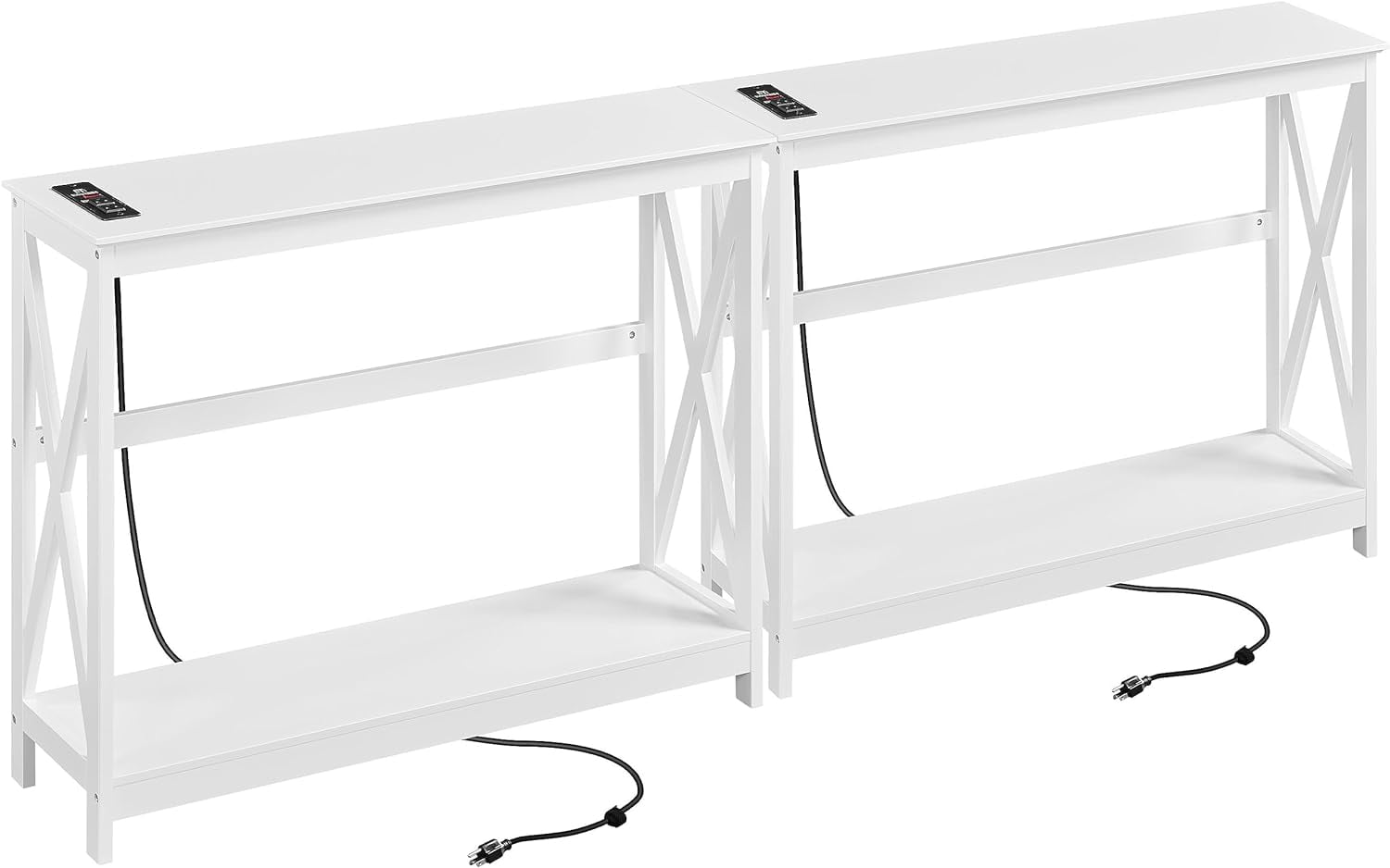 2 Pack Narrow Console Table with Power Outlets, 40 Inches Entryway