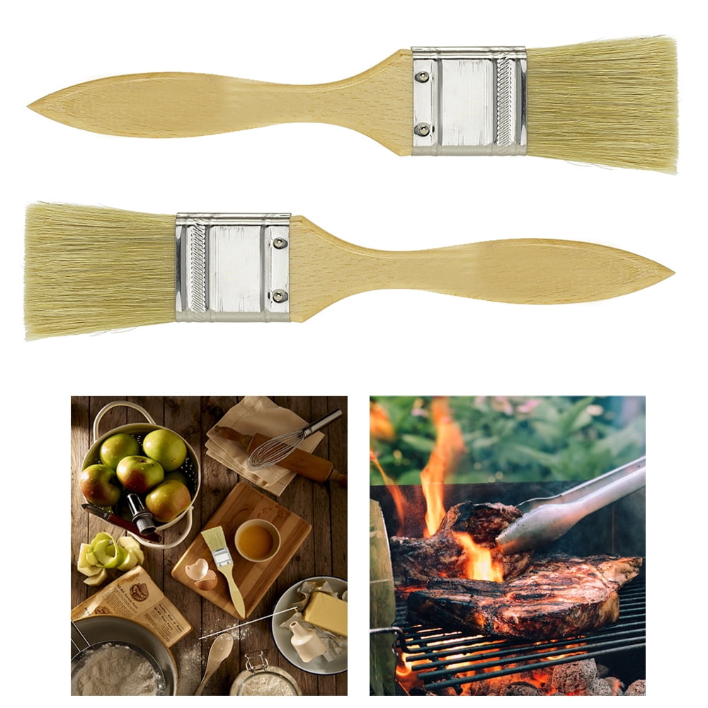 2 Pack Natural Bristle Pastry Brushes Kitchen Cooking Basting BBQ 1
