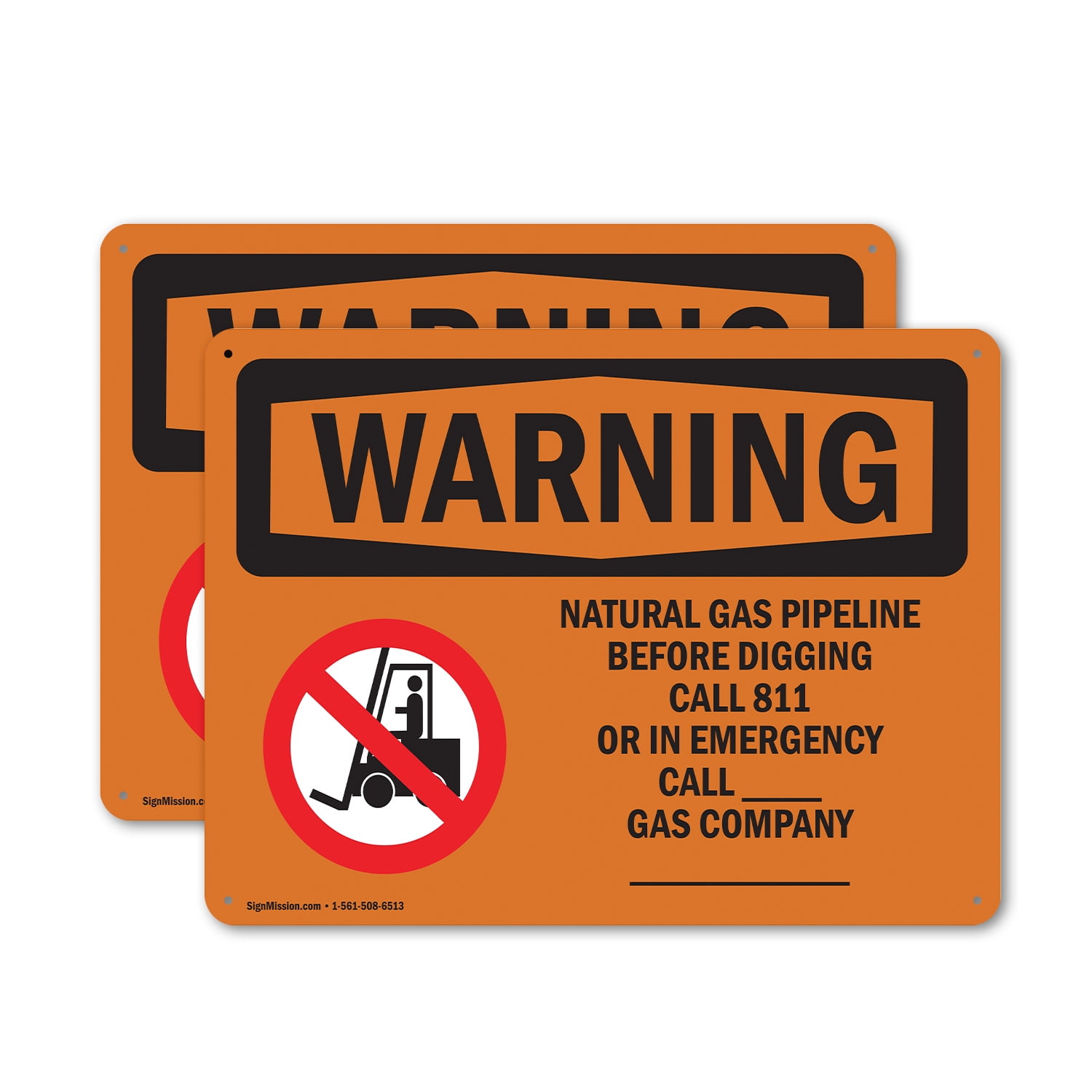 (2 Pack) Natural Gas Pipeline Before With Symbol OSHA Warning Sign 24 ...