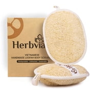2-Pack Natural Loofah Body Scrubber Pads, Vietnamese Plant-Based Exfoliating Shower Sponge for Men & Women