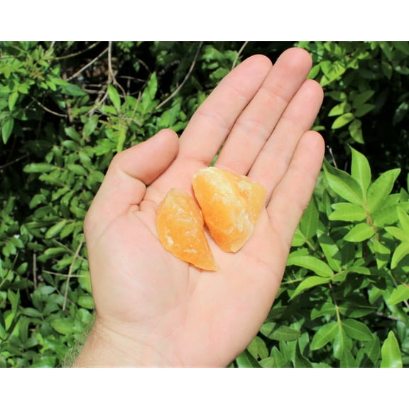 2 Pack Natural Rough Orange Calcite Crystal Specimens (Raw Rock Crystal Stone)