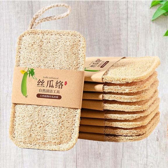 2 Pack Natural Unbleached Loofah Sponges - Biodegradable Exfoliating Bath Scrubbers for Adults, Eco-Friendly for Shower & Kitchenware Cleaning (4.3x2.7 in)