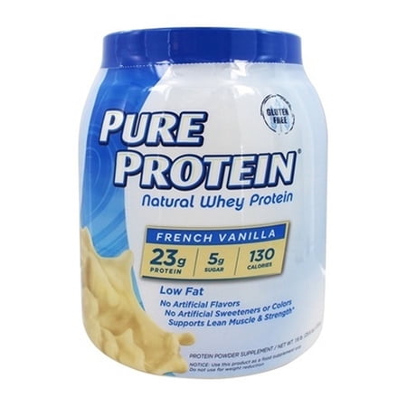 Pure Protein Natural Whey Protein Powder, French Vanilla, 1.6 lb., 2 Pack