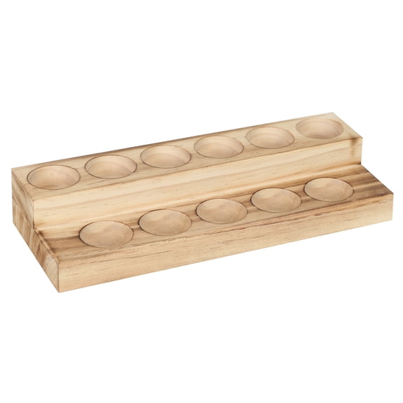 2-Pack Natural Wood Essential Oil Storage Stands, 2-Tier 12-Slot Display Racks for 5ml/10ml/15ml Bottles, Aromatherapy Organizer Set for Home & Office