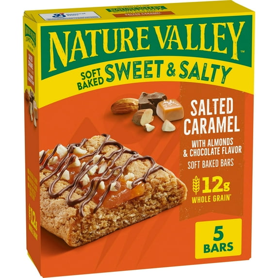 (2 Pack) Nature Valley Soft Baked Sweet and Salty Bars, Salted Caramel Snacks, 5 Bars, 6.2 oz