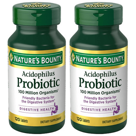 2 Pack - Nature's Bounty Probiotic Acidophilus Tablets, 120 Each
