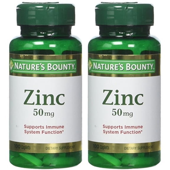 2 Pack - Nature's Bounty Zinc 50 mg Caplets 100 Each
