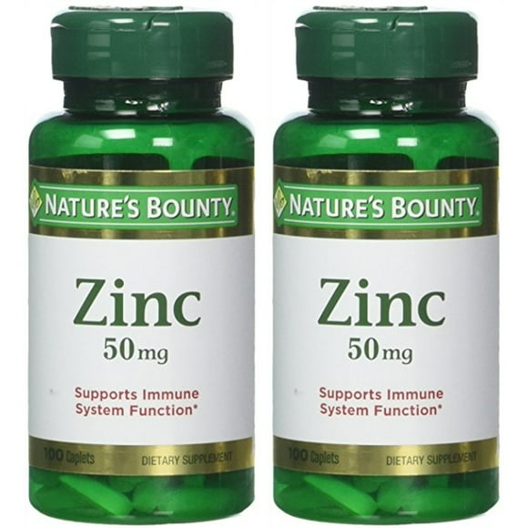 2 Pack - Nature's Bounty Zinc 50 mg Caplets 100 Each
