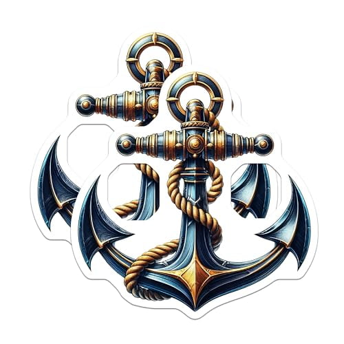(2 Pack) Nautical Anchor Magnets - Home Decor - Kitchen Fridge Art - Office Accessories - Creative Design - 5" On Longest Side - for Cars, Fridges, Toolboxes - Made in USA - MAG6442