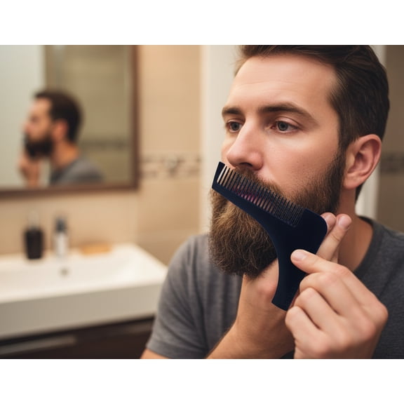 2 Pack Navy Blue Beard Shaping Tool Comb for Men