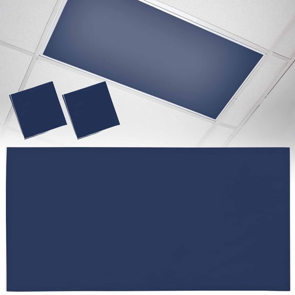 2 Pack Navy Blue Fluorescent Light Covers for Ceiling Lights Solid Color Magnetic Ceiling Light Covers Overhead Light Filters for Office Classroom Home