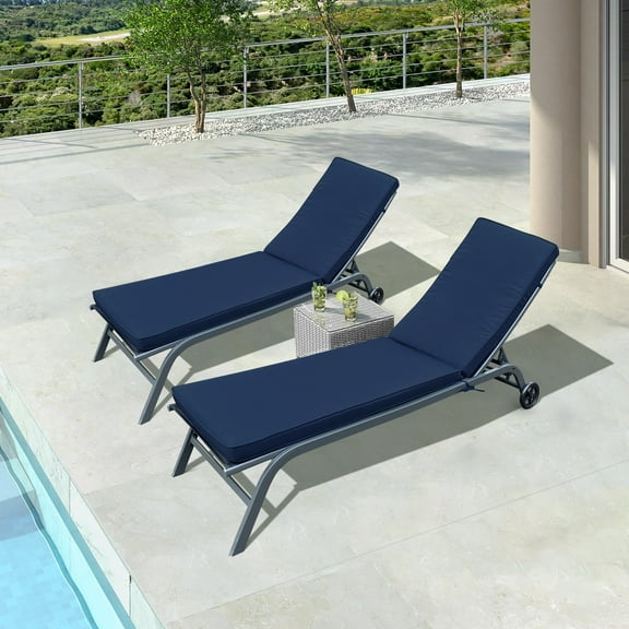 2Pack NavyBlue Replacement Cushions For Outdoor Patio Lounge Chair And Chaise Seat