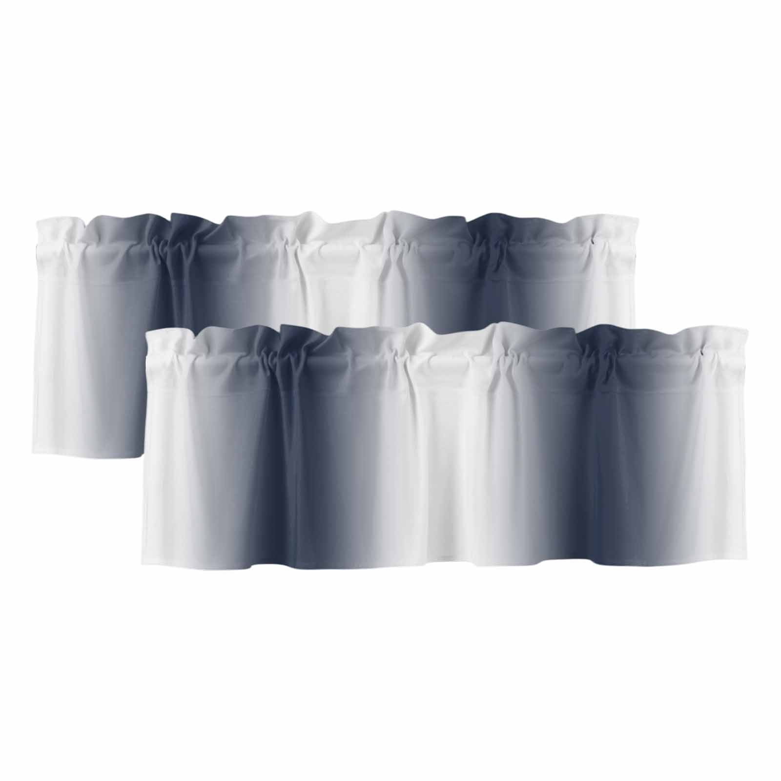 2 Pack Navy Blue White Gradient Valance for Window Simple Pattern ...